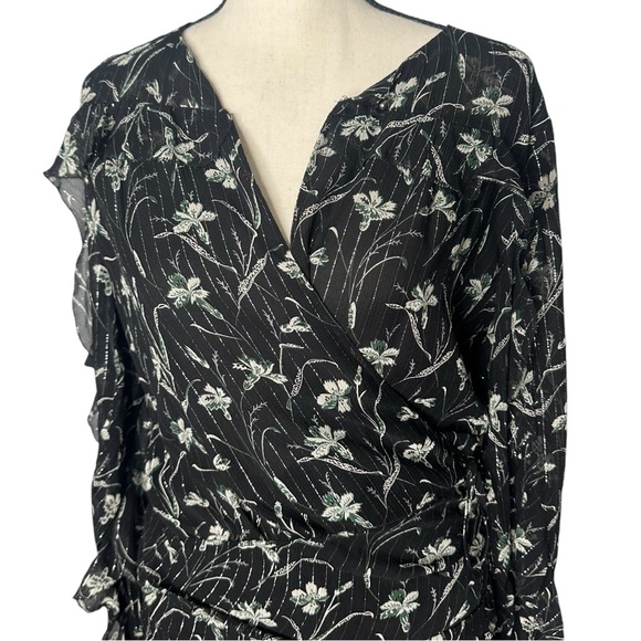 Veronica Beard Fitzgerald Side-Ruched Floral-Print Chiffon Mini Dress NEW Size 4 - Picture 5 of 14